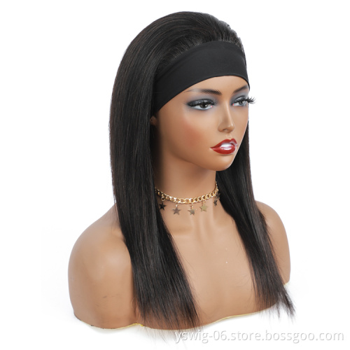 XCCOCO Wholesale 1b# Straight Remy Human Hair Headband Wig, Headband Wig Human Hair For Black Women